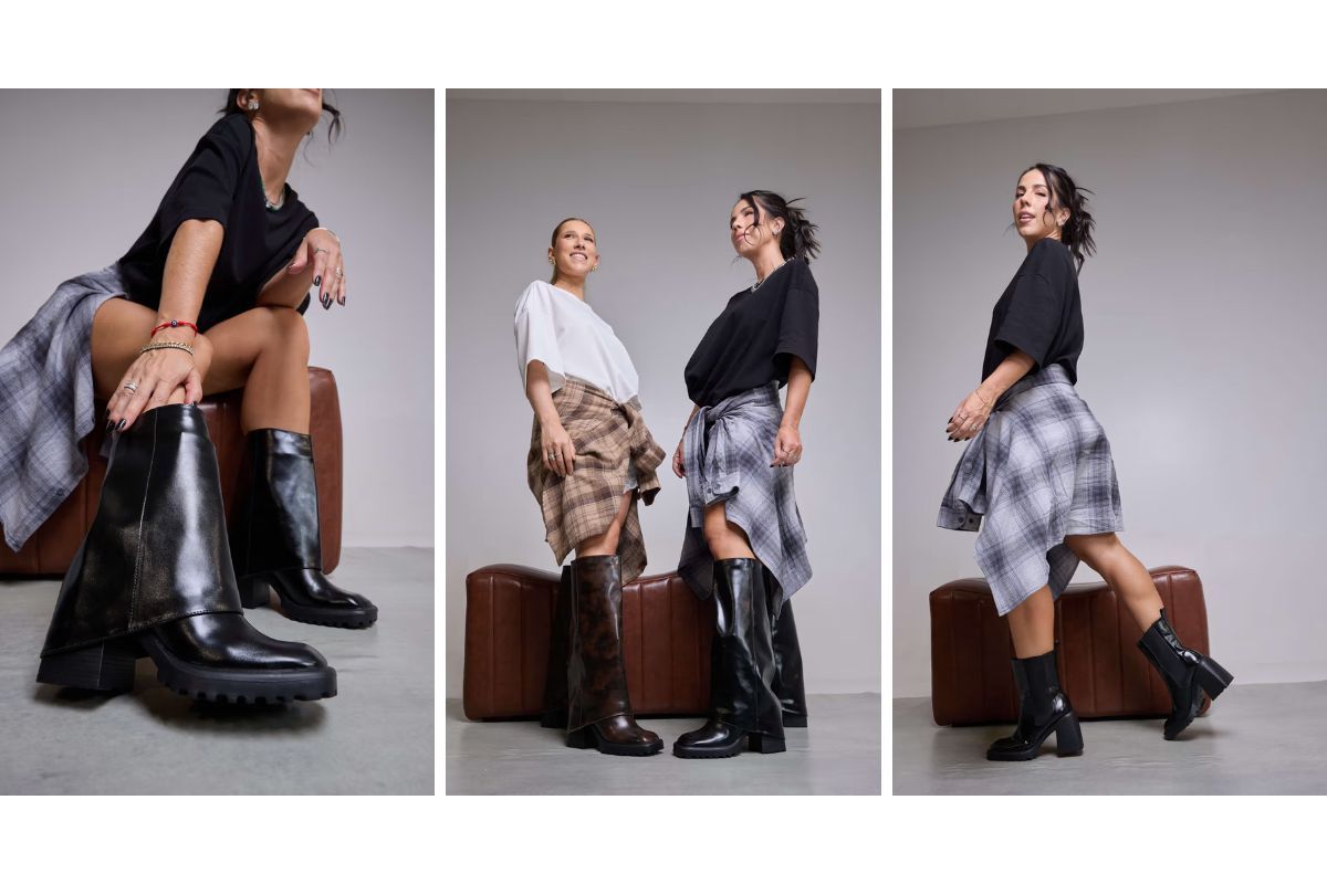 modelos exibindo botas 3 em 1