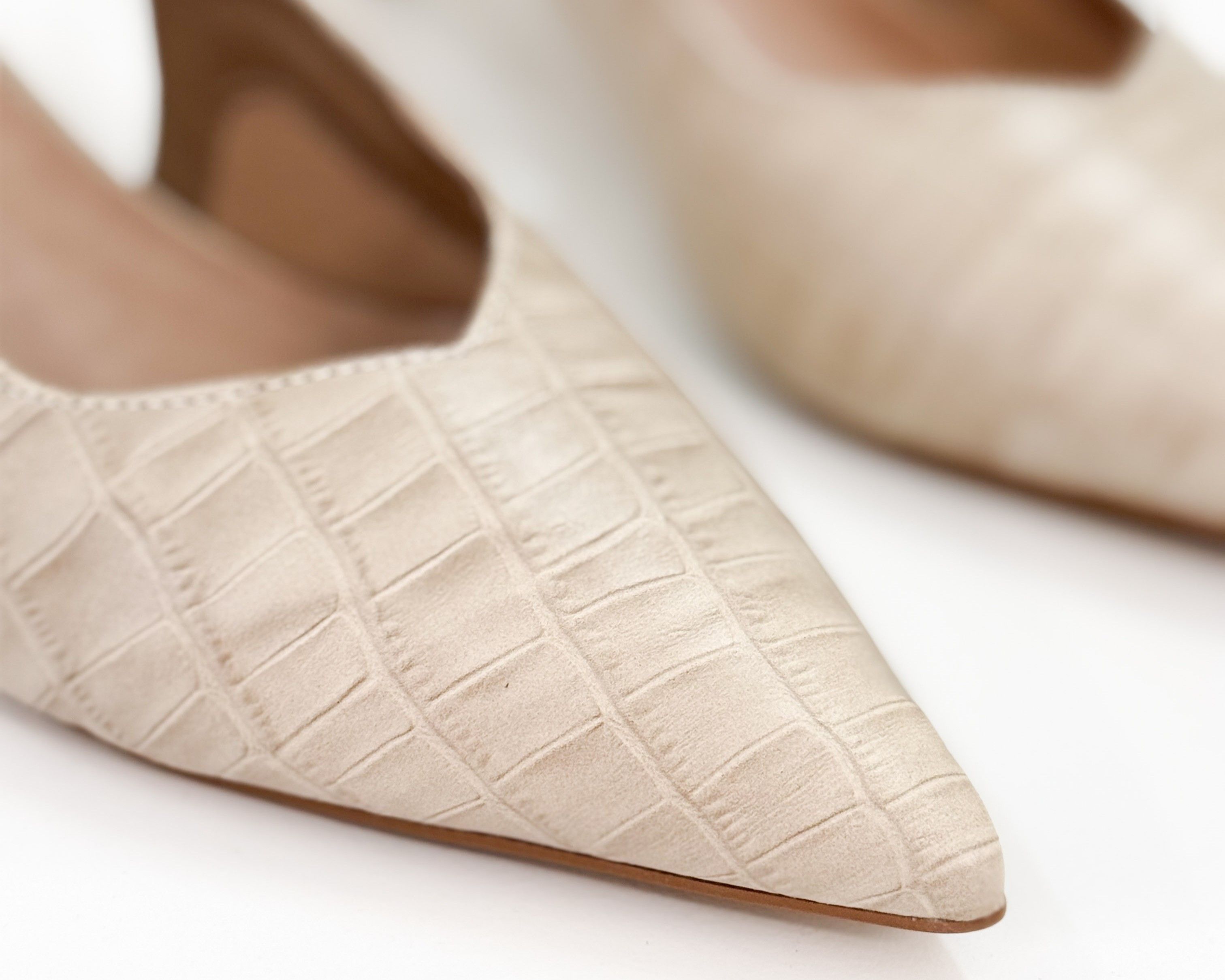 Scarpin Slingback Marina Croco Nude