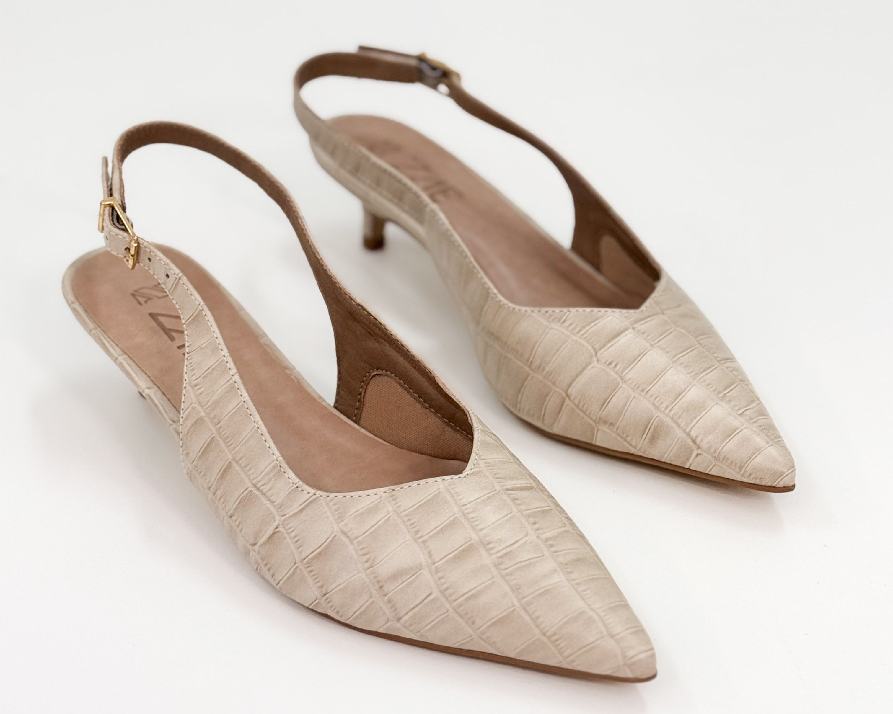 Scarpin Slingback Marina Croco Nude