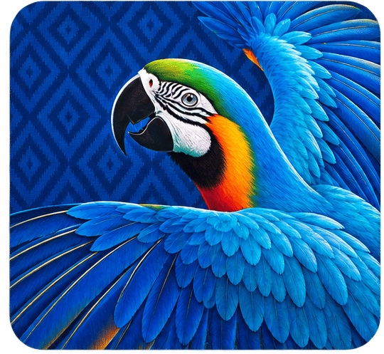 Estampa Maxi Arara Fundo Azul