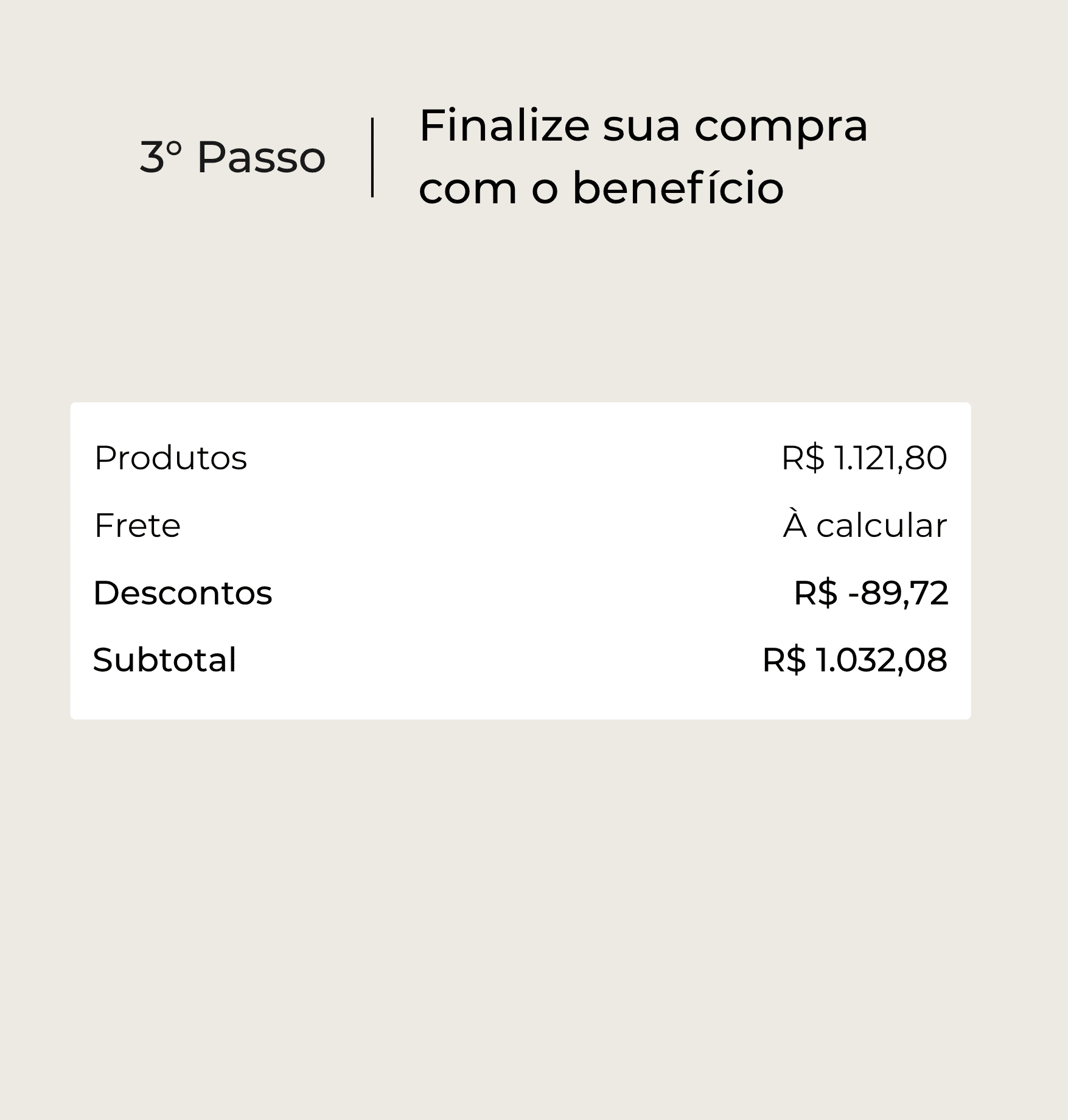 3º Passo: finalize seu pedido com o benefício. Resumo do pedido com o desconto do giftback já aplicado