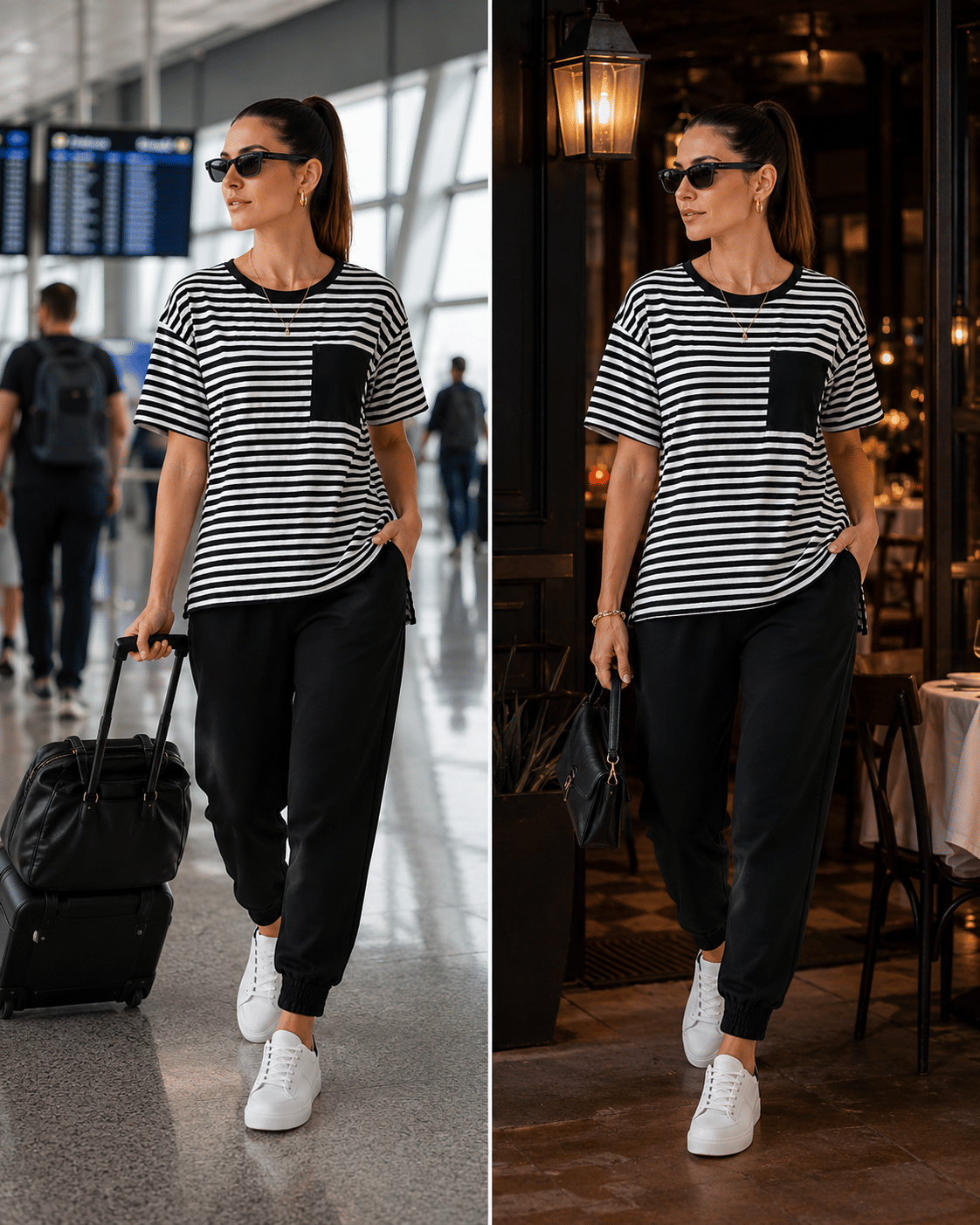Sugestões de uso da T-Shirt Maria Flor Preto e Off White