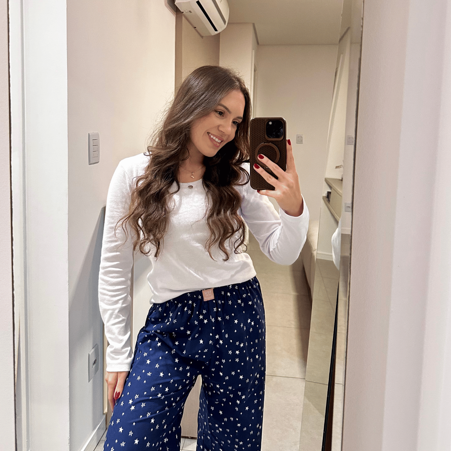 Cliente usando pijama Pzama